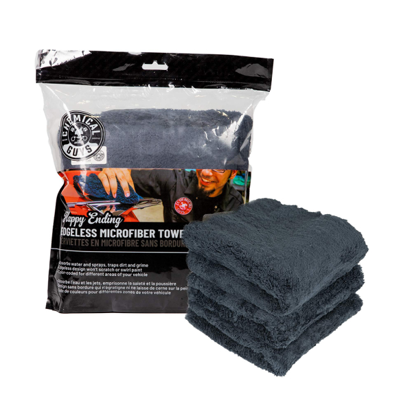 Chemical Guys Happy Ending Microfiber Schwarz (3 Pack) 40x40cm